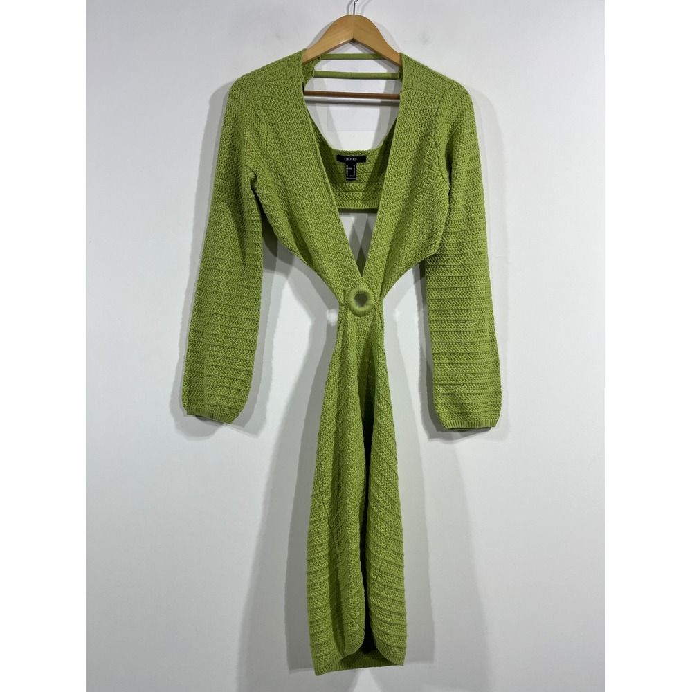 Forever21 Y2K Beachy Vibrant Resort Retro Green Crochet Cut Out Dress Medium